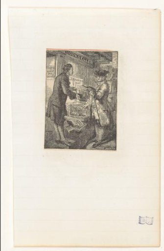 Bookseller in Front of His Shop with a Customer