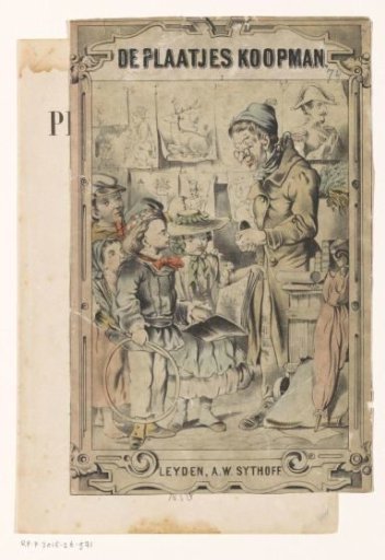 Four children at a print dealer's