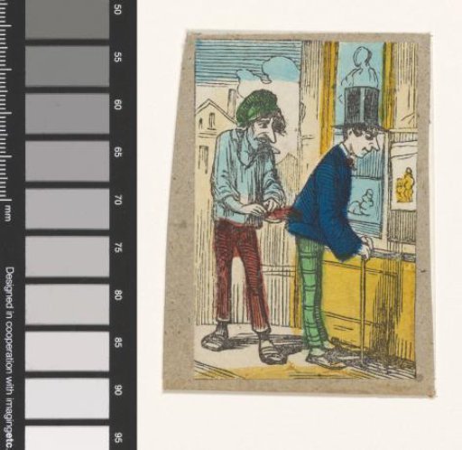 Pickpocket Stealing from a Man Standing Before the Window of a Print Shop