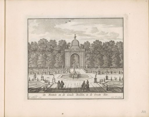 Garden of Honselaarsdijk Palace with fountain