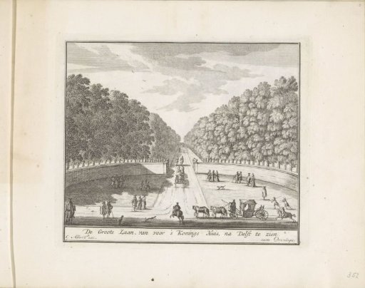 Avenue with carriages and pedestrians at Honselaarsdijk