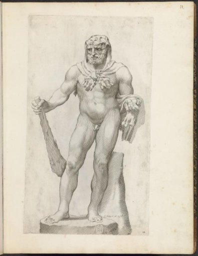 Statue of Hercules with the lion's skin around his head