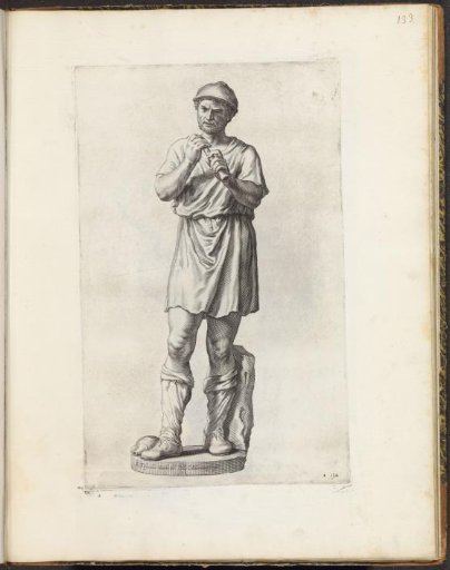 Statue of a standing man with a flute