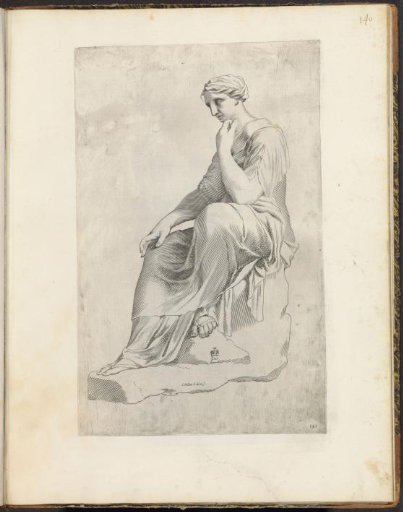 Statue of a woman supporting her head