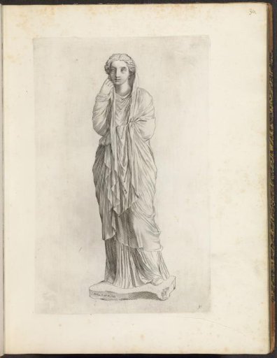Statue of a standing woman draped in draperies