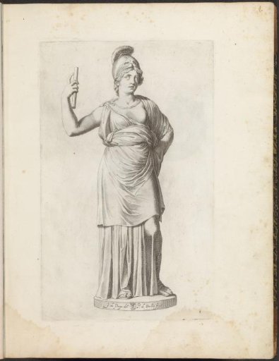 Statue of Minerva with a helmet on her head