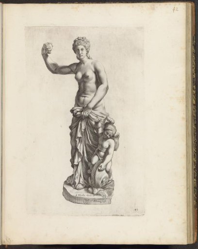Statue of Venus with Cupid sitting on a dolphin