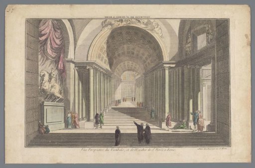 View of the vestibule and the staircase of St. Peter's in Rome