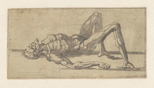 Nude man lying on his back