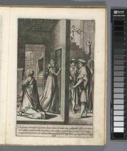 Filippo Neri praying in his room during the