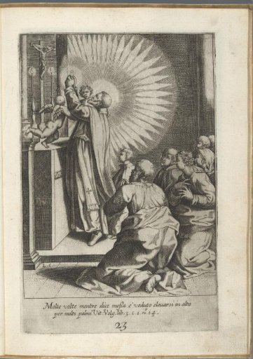 Filippo Neri hovering while celebrating Mass