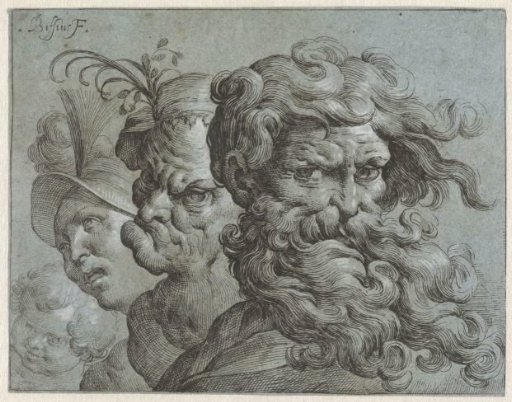Four Character Heads of Boys and Men of Different Ages