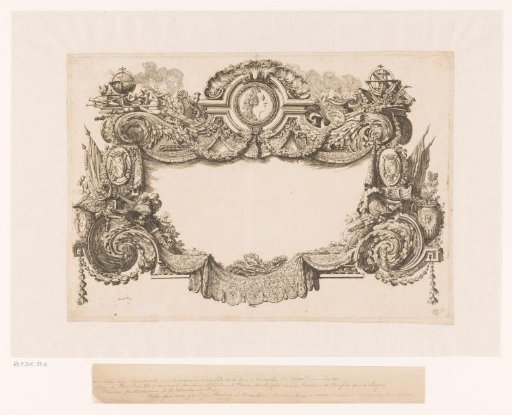 Cartouche with a Medallion at the Top Featuring the Portrait of Louis XV