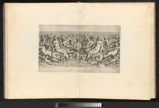 Bas-relief with putti displaying a medallion with Romulus and Remus