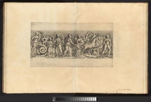 Bas-relief with putti in horse-drawn carriages