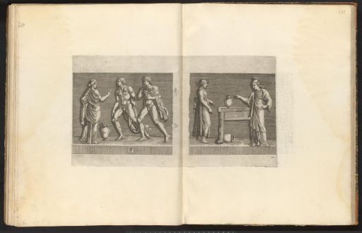Bas-reliefs with representations of women and men