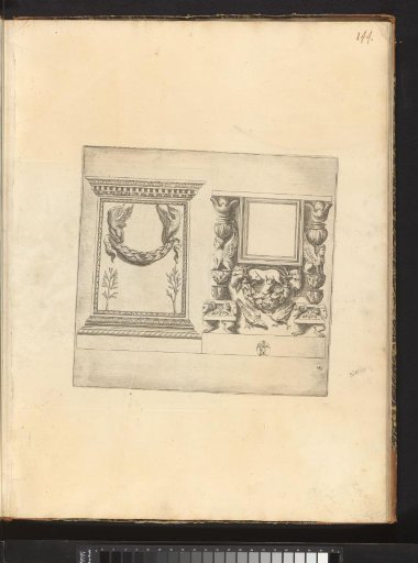 Two pedestals, one with the Roman she-wolf