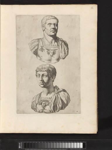 Two portrait busts of Emperor Trajanus and Emperor Domitianus