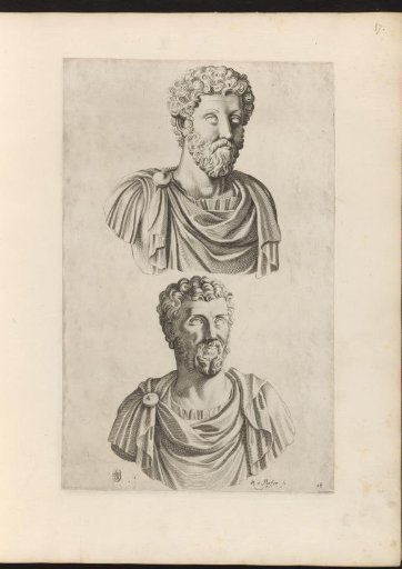 Two portrait busts of Emperor Marcus Aurelius and Emperor Septimius Severus