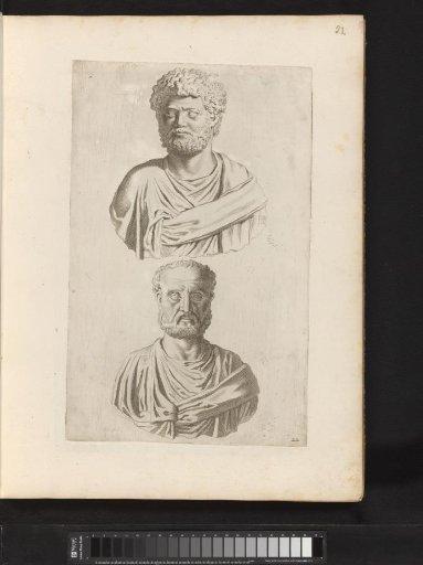 Two portrait busts of Emperor Domitian and Emperor Tiberius