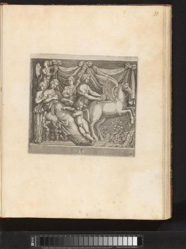 Bas-relief with an angel and a held satyr
