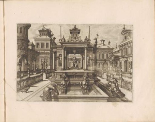 Town Square with a Fountain in the Shape of a Temple in the Center