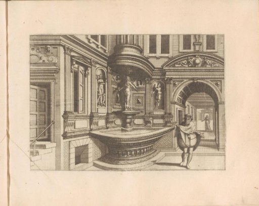 Corner Fountain with a Statue of Christ under a Baldachin