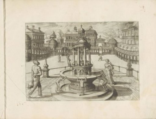 Fountain crowned with a small round temple on a square