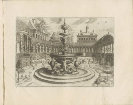 Palace garden with a round fountain