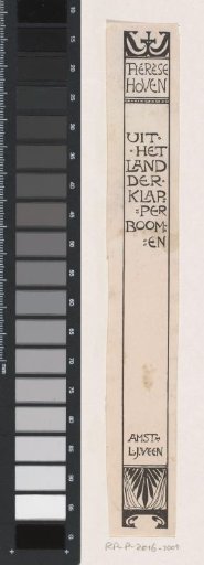 Design for a book spine for: Thérèse Hoven, From the Land of the Coconut Palms, 1897
