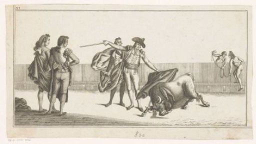 Bull stabbed by a matador