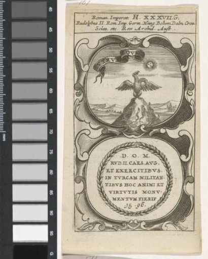 Two-headed eagle attacked by snakes / Laurel wreath with inscription
