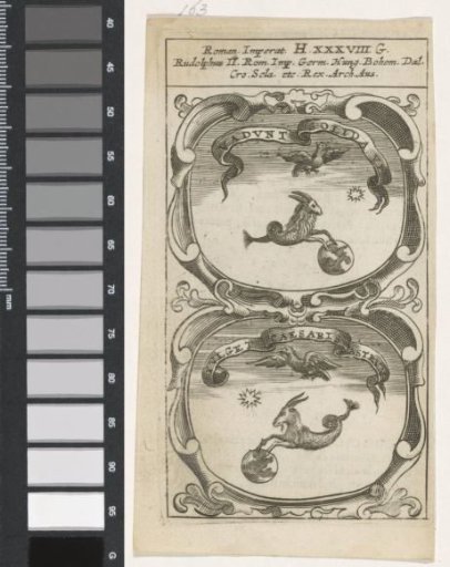 Capricorn and globe, to the right / Capricorn and globe, to the left