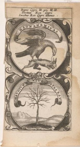 Bird of prey with a hare in its claws / Landscape with a leafless tree