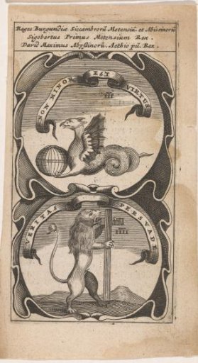 Basilisk with a globe / Lion biting a cross