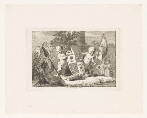 Allegory with the coat of arms of the Cornets de Groot family