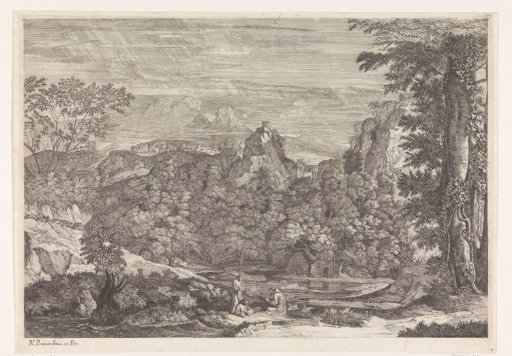 Landscape with three monks
