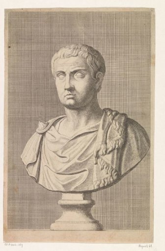 Bust of a young man in a toga, facing left