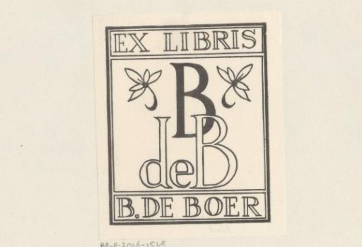 Ex libris of B. de Boer