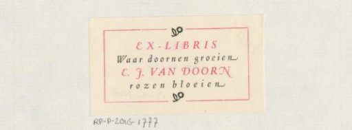 Ex libris of E.J. van Doorn