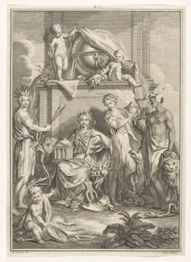 Allegorical representation with personifications of the four continents
