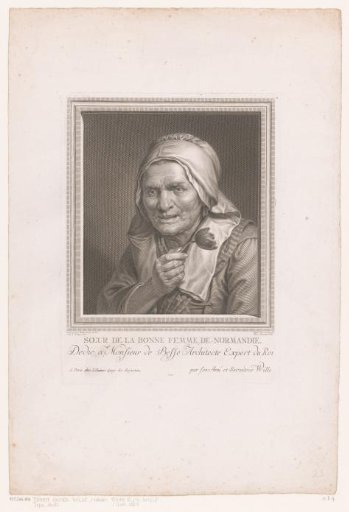 Old woman with a tulip in her hand