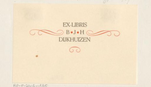 Ex libris of B.J.H. Dijkhuizen