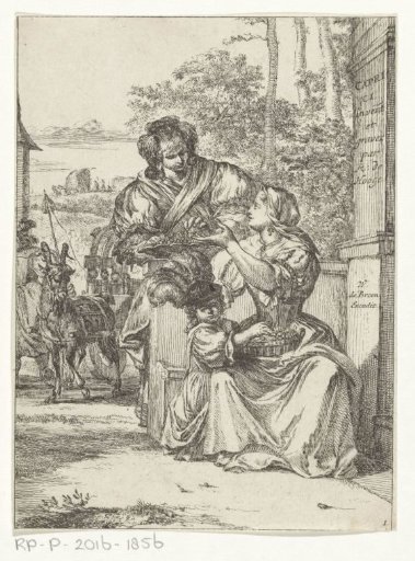 Women with a basket and a bowl of cherries