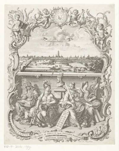 View of Utrecht and an allegory with Minerva and virtues