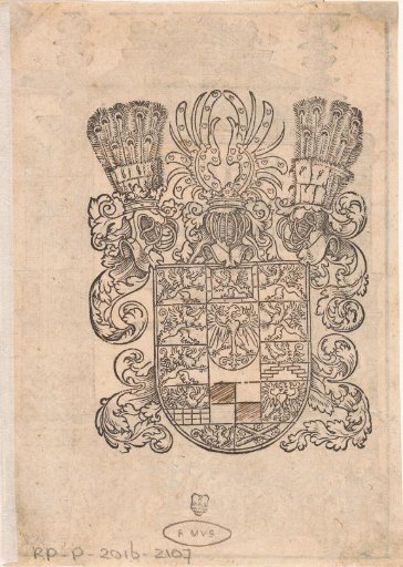 Coat of Arms with Helmet and Peacock Feathers.