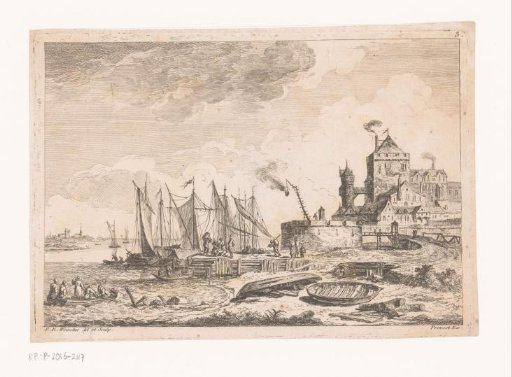 View of a Harbor with Sailing Boats