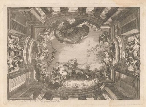 Trompe-l'oeil ceiling with mythological representation
