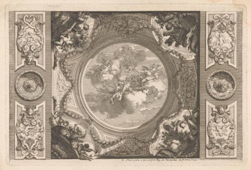 Square ceiling with Hercules and Minerva