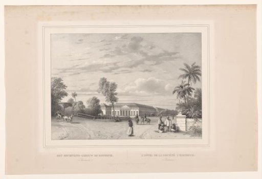 View of the society building De Harmonie in Batavia